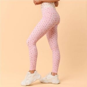 NWT Blogilates Floral Ruched Waist Leggings - Pink Floral - S